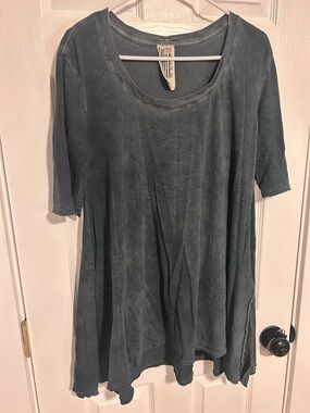 Free People Washed Slate Scoop Neck Tunic in Faded Teal